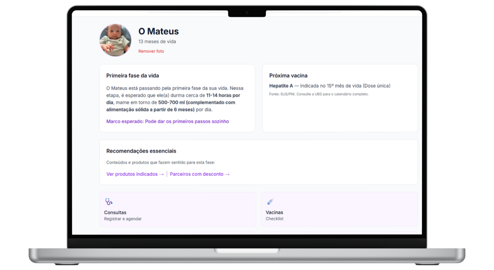 Screenshot: Meu bebê